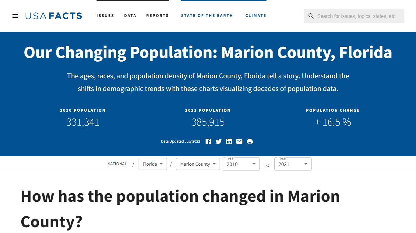 Marion County, FL population by year, race, & more | USAFacts